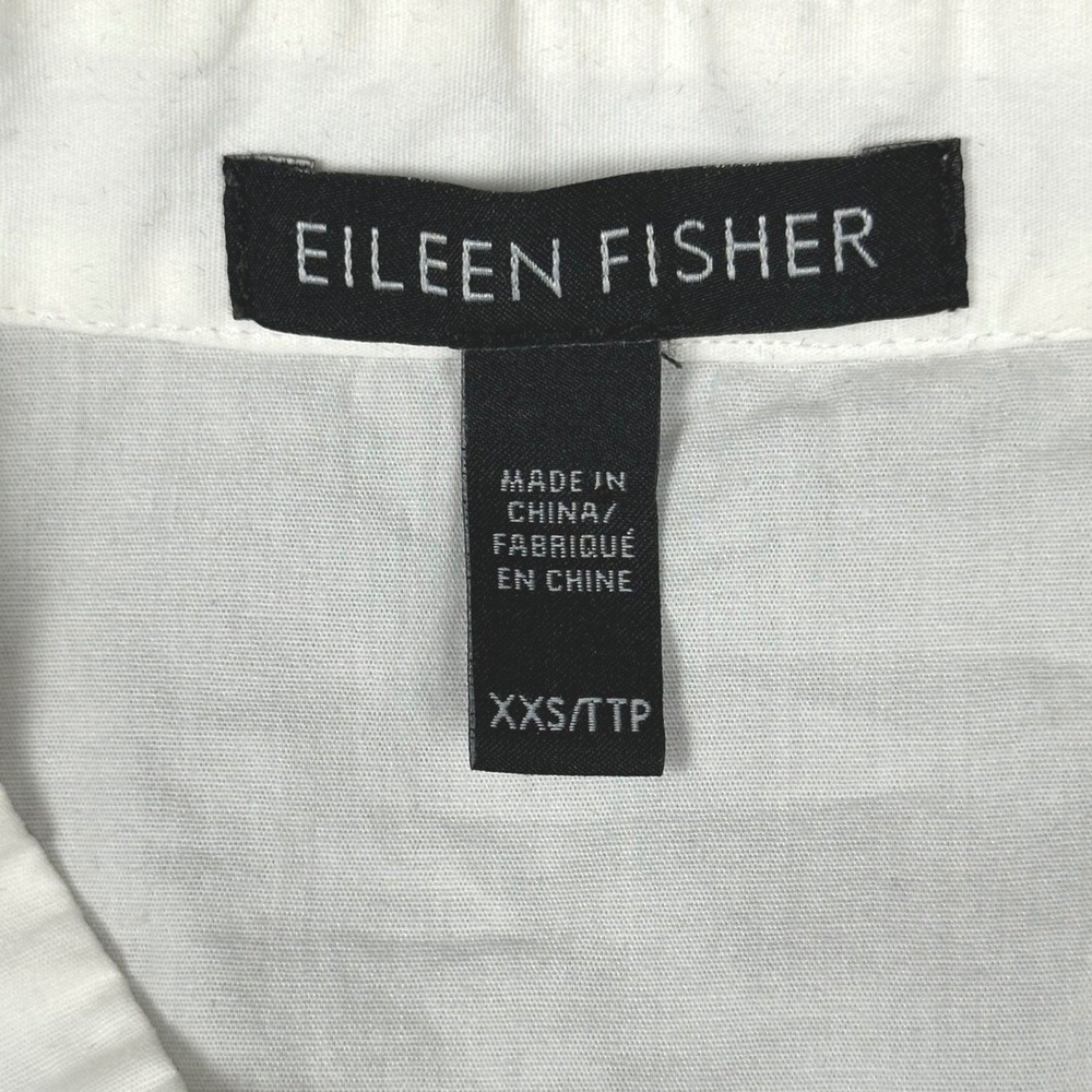 Eileen Fisher Sleeveless Tunic Women's XXS White Organic Cotton Button Up Shirt - Picture 3 of 11